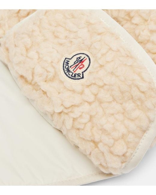 Moncler White Wendbare Muetze Aviator Mit Teddyfleece