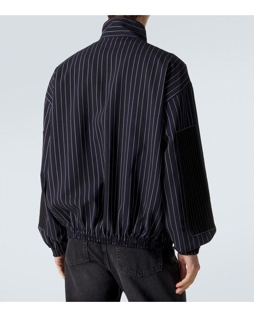 Acne Blue Zip-Up Jacket With Pinstripe Pattern for men