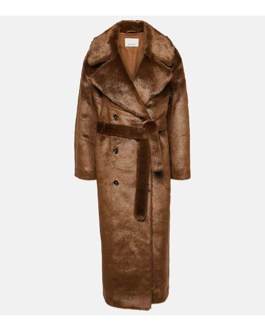 Frankie Shop Brown Joni Faux Fur Coat