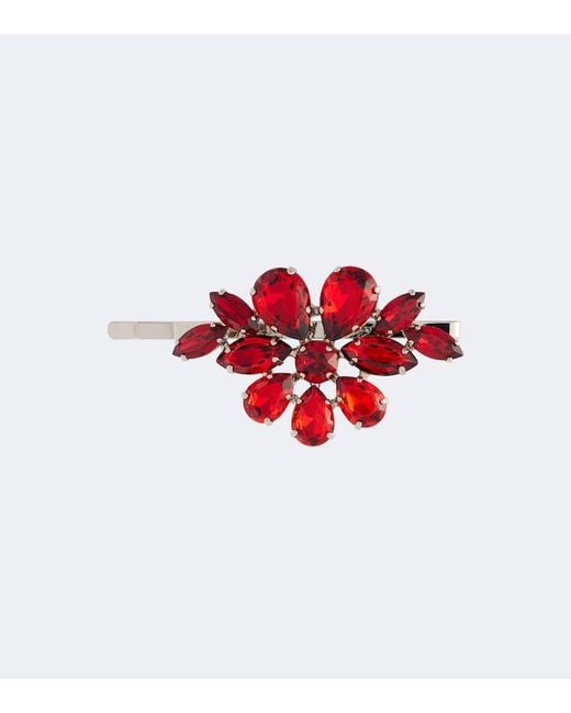 Simone Rocha Red Crystal-Embellished Hair Clip
