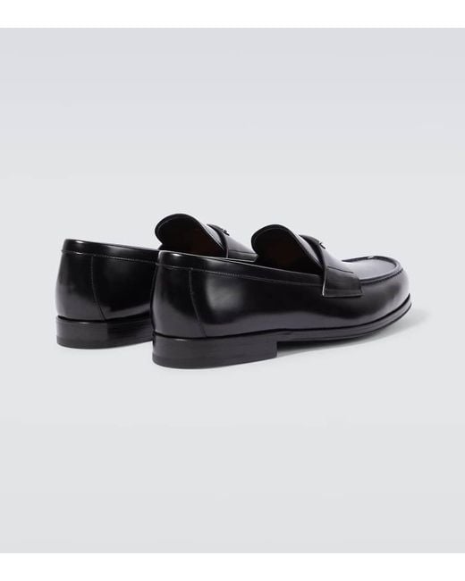 Mocassins En Cuir A Logo Prada pour homme en coloris Black