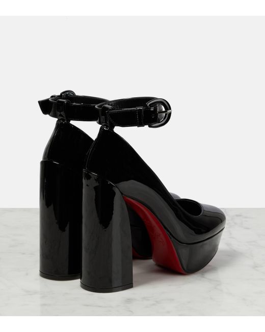 Christian Louboutin Black Movida Strap Patent Leather Platform Pumps