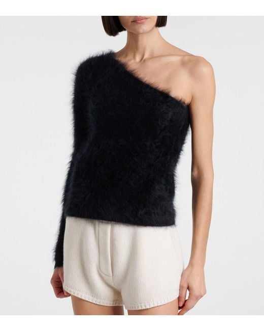 Lisa Yang Black Dae One-Shoulder Cashmere Top