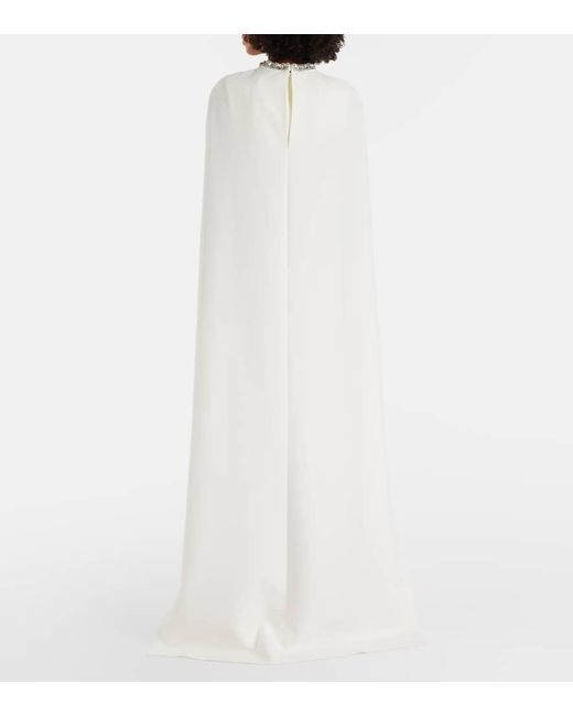 Roland Mouret White Verzierte Robe Aus Crepe Mit Kristallen