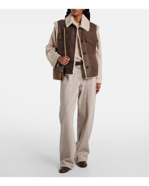 Borsa A Spalla Essence Monili Small di Brunello Cucinelli in Brown