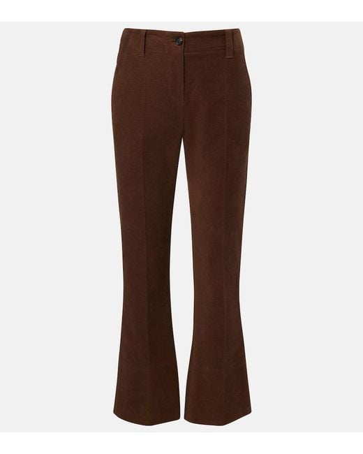 Brunello Cucinelli Brown Cropped Cotton Flared Pants