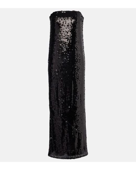 ROTATE BIRGER CHRISTENSEN Black Sequined Strapless Maxi Dress