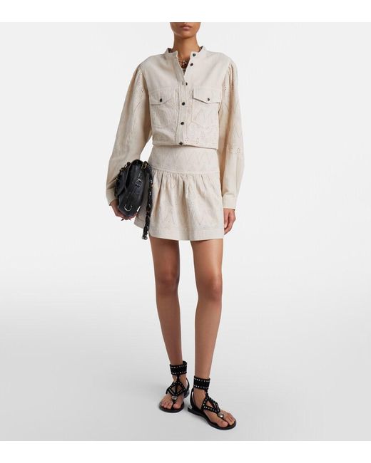 Isabel Marant Natural Kelise Broderie Anglaise Cotton Miniskirt