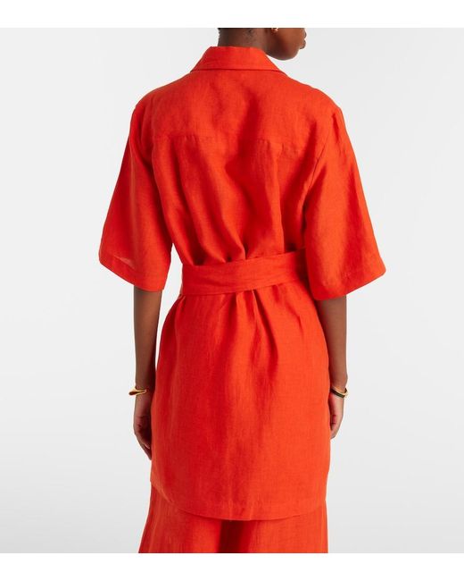 Eres Red Seducteur Linen Shirt Dress