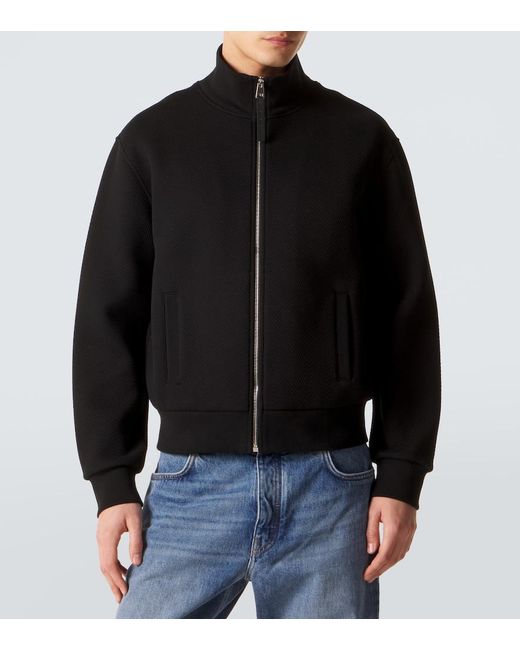 Givenchy Black Herringbone Cotton-Blend Zip-Up Sweater for men