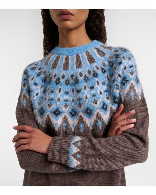 Staud Gray Zane Fair Isle Wool-Blend Sweater