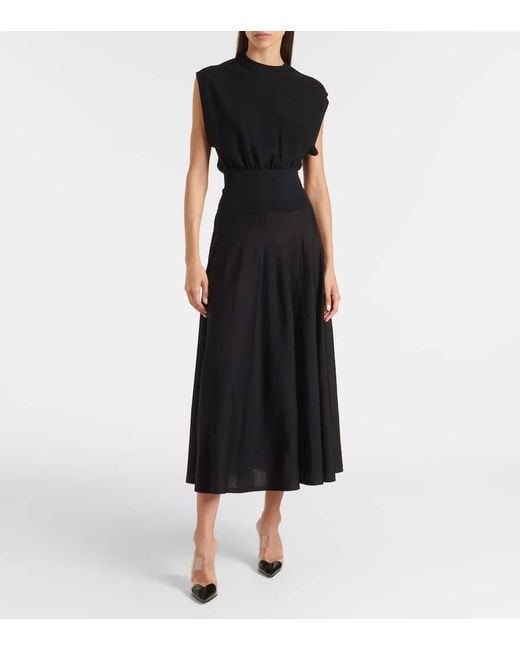 Alaïa Black Wool-Blend Midi Dress
