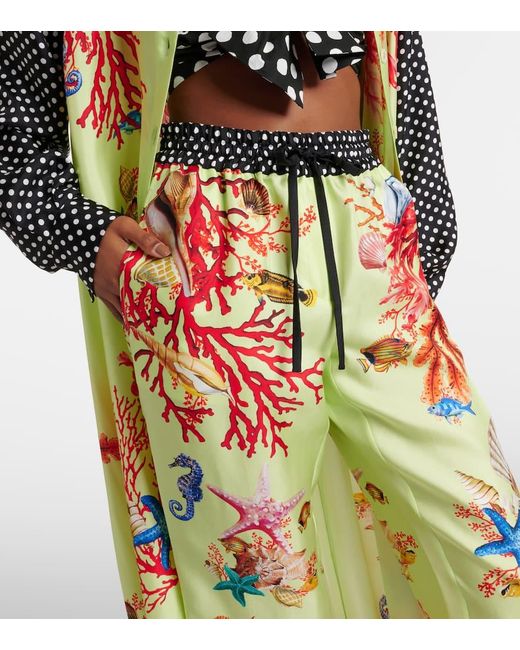 Pantaloni tapered Capri in seta di Dolce & Gabbana in Multicolor