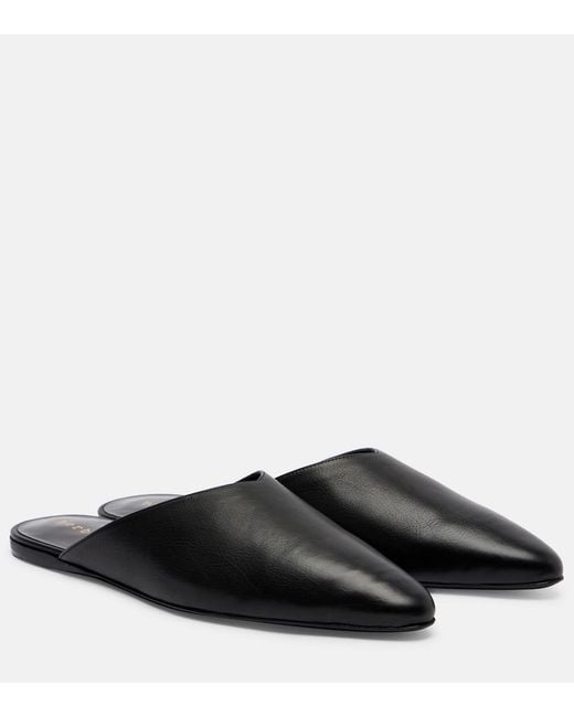 Herbert Levine Black Homebody Leather Mules