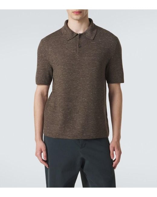 The Row Brown Ravi Silk, Cashmere, And Linen Polo Shirt for men