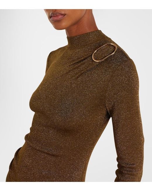 Roland Mouret Brown Knitted Lame Maxi Dress