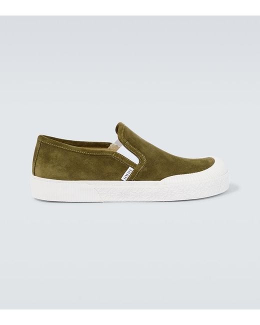 Loewe Green Terra Vulca Suede Slip-On Sneakers for men