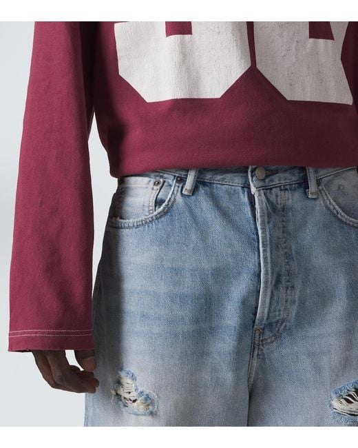 Acne Blue Distressed Denim Bermuda Shorts for men