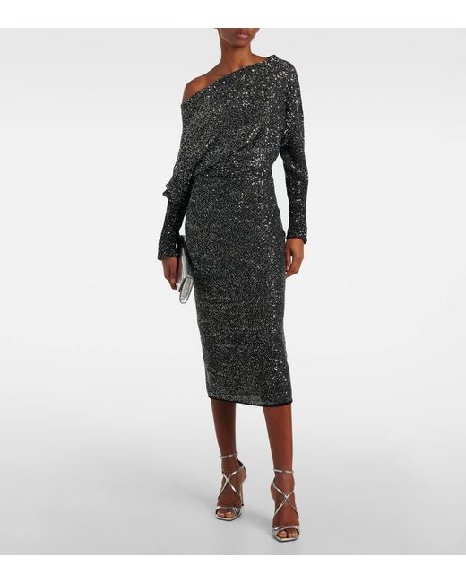 Abito Midi Con Paillettes di Max Mara in Gray