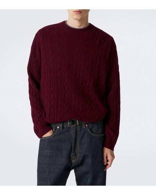 Lisa Yang Red Oskar Cable-Knit Cashmere Sweater for men