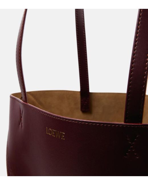 Loewe Red Puzzle Fold Medium Leather Tote Bag
