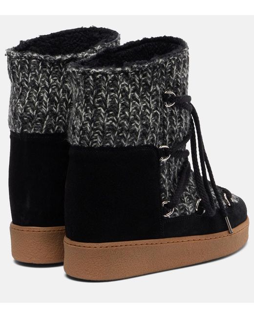 Isabel Marant Black Suede-Trimmed Snow Boots