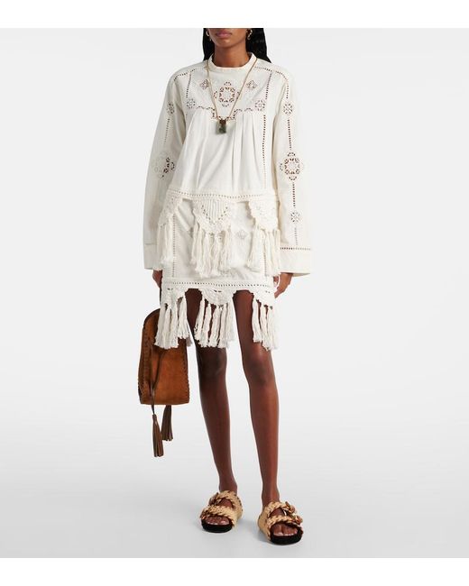 Isabel Marant White Severine Macrame Cotton Top