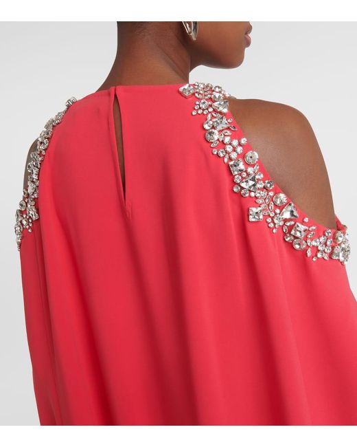 Robe Longue En Soie Melangee Oscar de la Renta en coloris Red