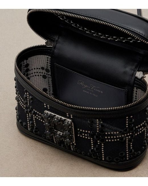 Roger Vivier Black Tres Vivier Micro Crystal-Embellished Vanity Bag