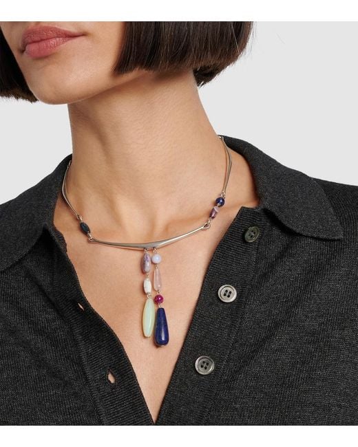 Isabel Marant White Mahi Embellished Pendant Necklace