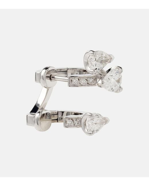 Repossi Metallic Serti Sur Vide 18kt White Gold Single Earring With Diamonds