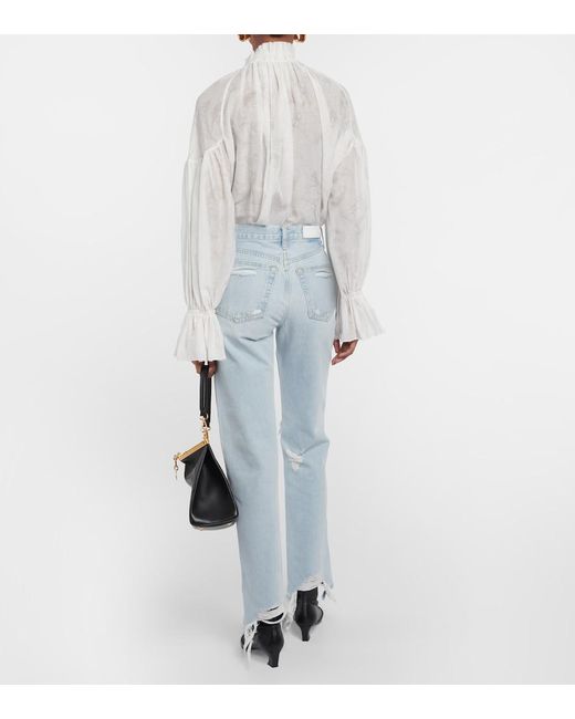 Re/done Blue '90S High-Rise Straight Jeans