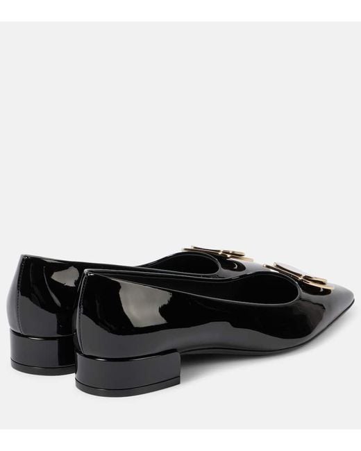 Ferragamo Black Venera Patent Leather Ballet Flats