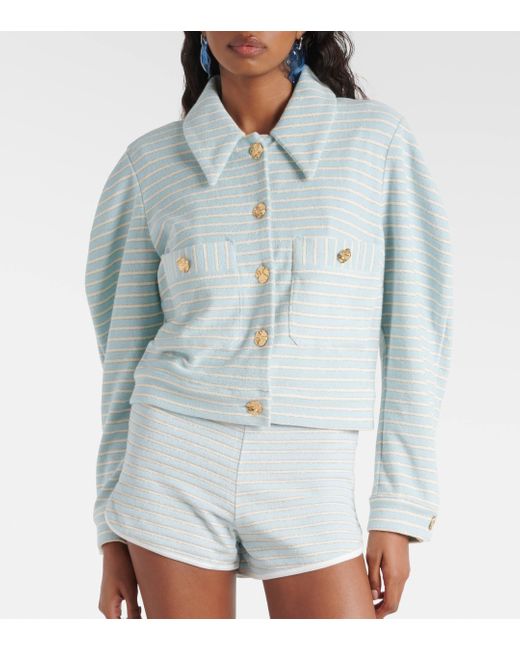 Nina Ricci White Striped Cotton Blend Jacket