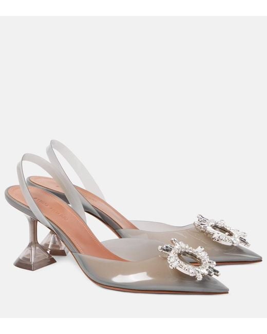 AMINA MUADDI Pink Begum Glass 70 Pvc Slingback Pumps