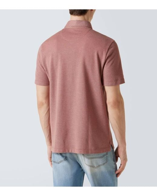 Brioni Pink Cotton Pique Polo Shirt for men
