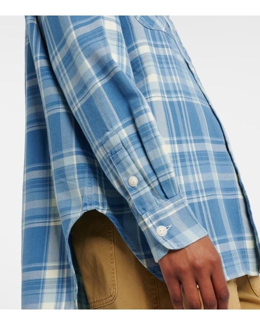 Camisa De Sarga De Algodon A Cuadros Polo Ralph Lauren de color Blue