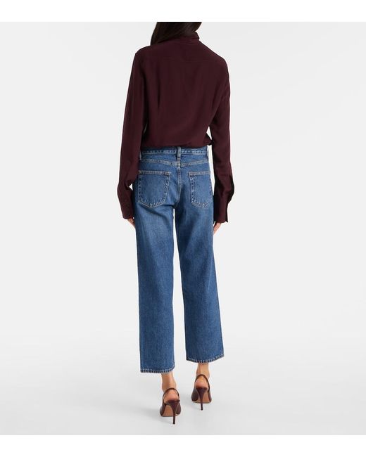 FRAME Blue The Hang Low-Rise Straight-Leg Jeans