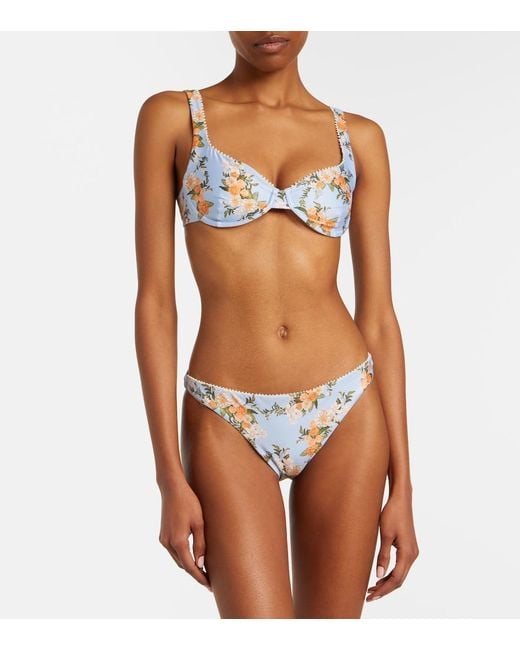 Agua Bendita Blue Hacienda Floral Bikini Top