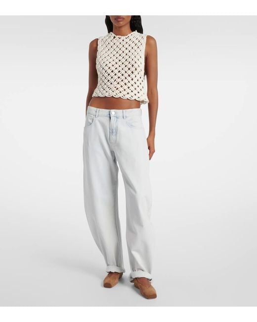 Alaïa White Low-Rise Barrel-Leg Jeans