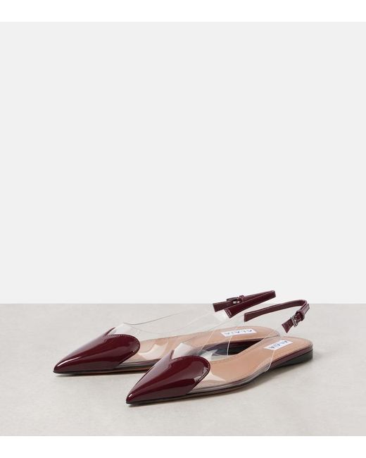 Alaïa Brown Le Cour Patent Leather And Pu Slingback Flats