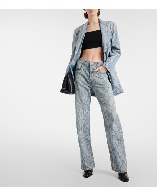 Sportmax Blue Diego Snake-print Wide-leg Jeans