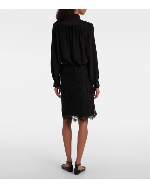 Chloé Black Floral Cotton-Blend Lace Miniskirt