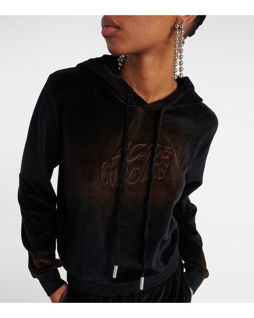Acne Black Faro Cotton-Blend Velvet Hoodie