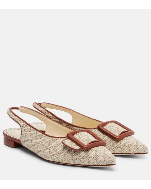Manolo Blahnik Natural Maylura Raffia-Effect Slingback Flats