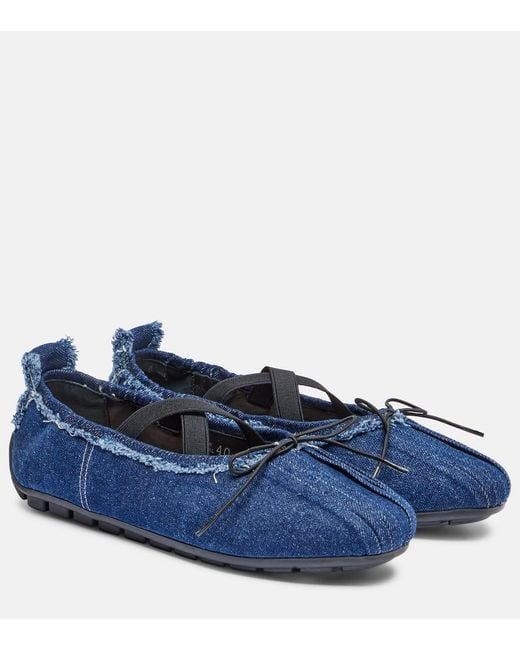Simone Rocha Blue Ballerina Grip Denim Ballet Flats