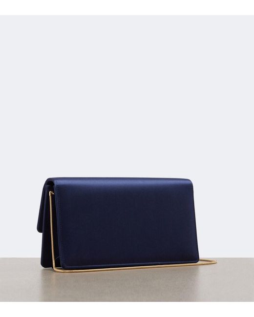 Manolo Blahnik Blue Capripla Embellished Satin Clutch