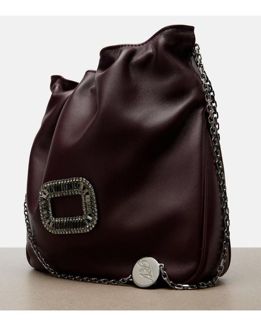 Roger Vivier White Pilgrim Mini Leather Bucket Bag
