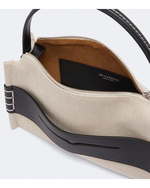 J.W. Anderson Black Loafer Medium Canvas And Leather Shoulder Bag