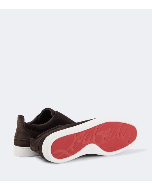 Christian Louboutin Brown St Louis Suede Slip-On Sneakers for men